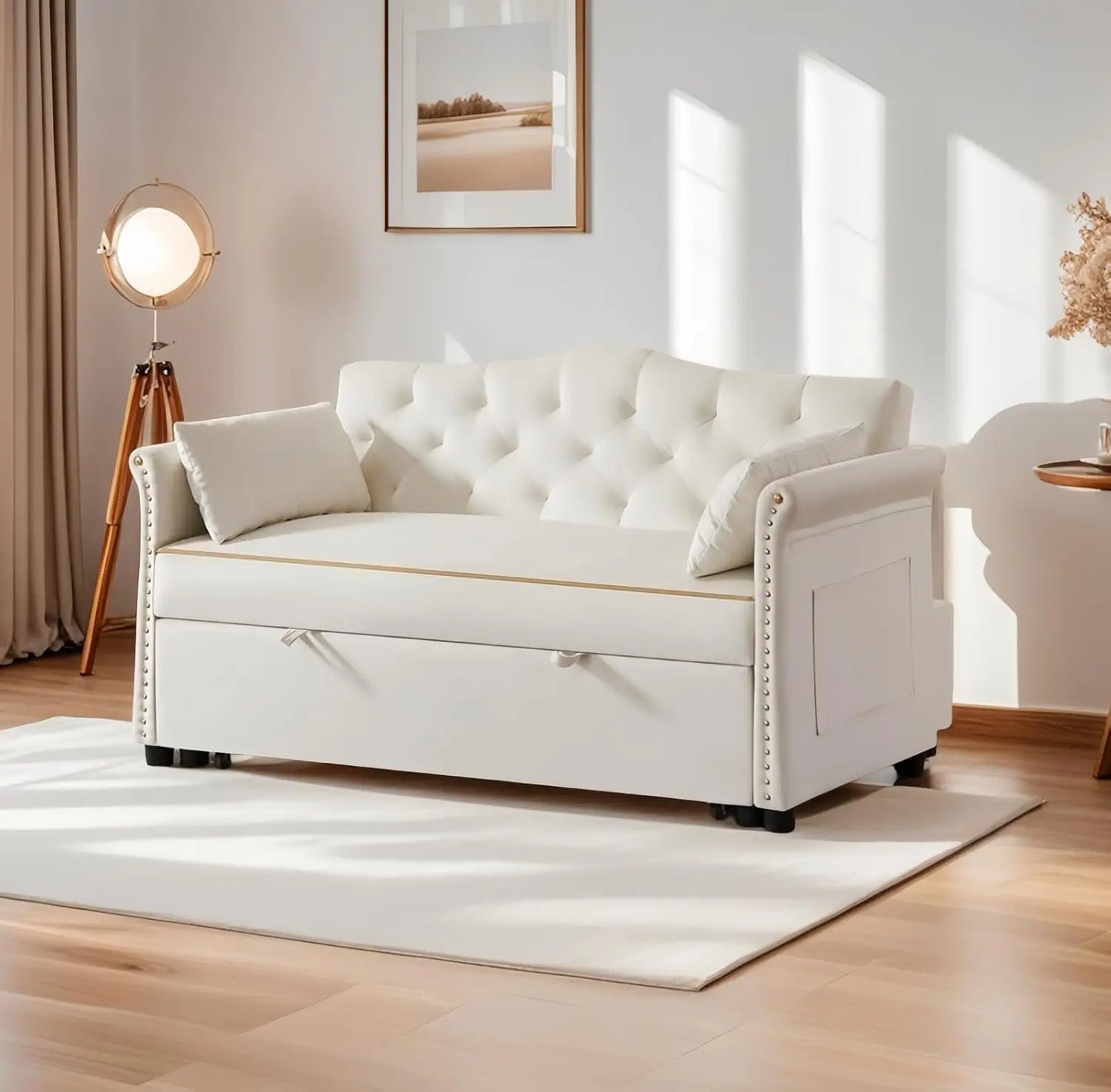 Small Velvet Loveseat Sofa with Metal Legs