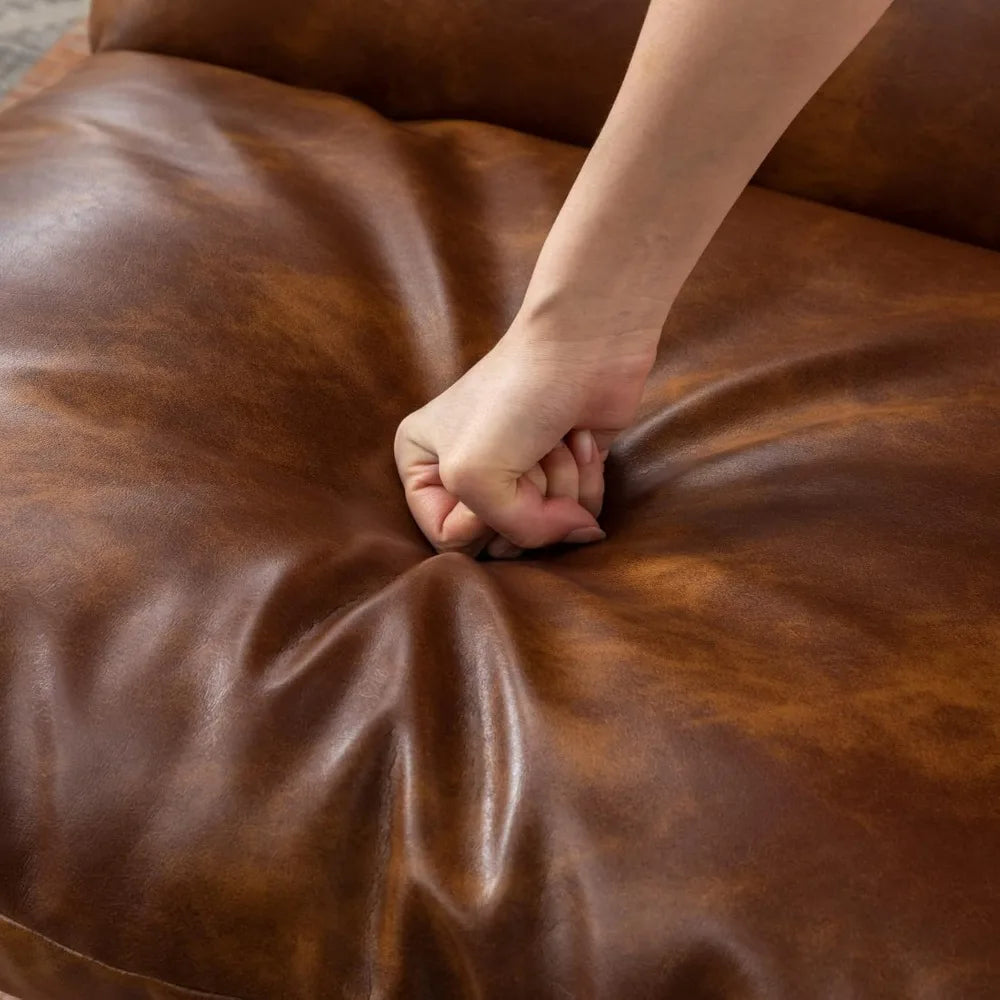 Comfy Leather Side Chair with Armrest for Living Room
