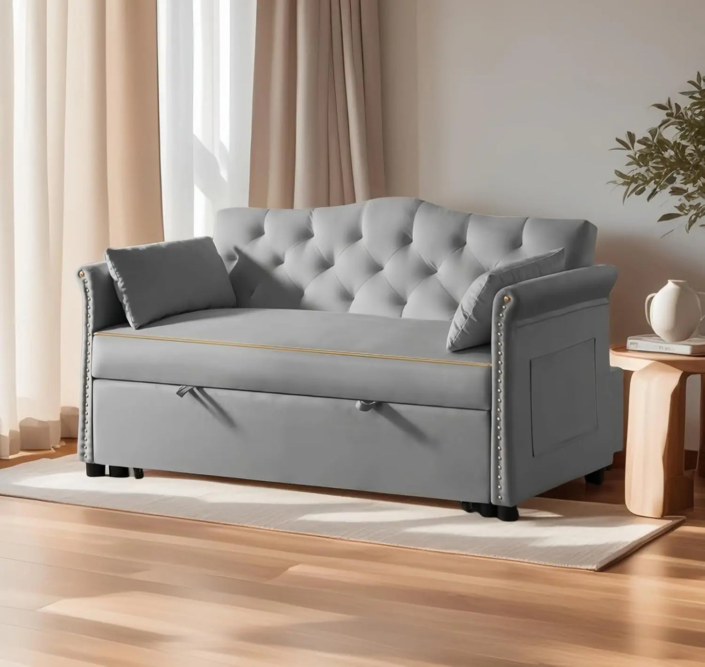 Small Velvet Loveseat Sofa with Metal Legs