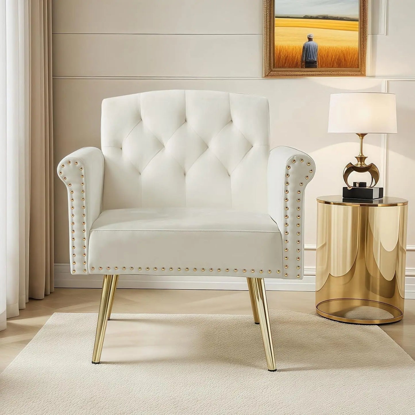 Small Velvet Loveseat Sofa with Metal Legs