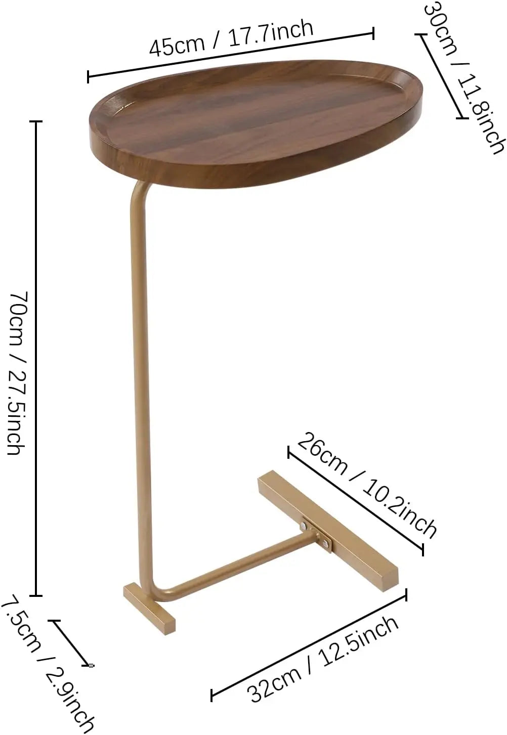 C Shaped Table Bedside Table for Reading Book Coffee Vase