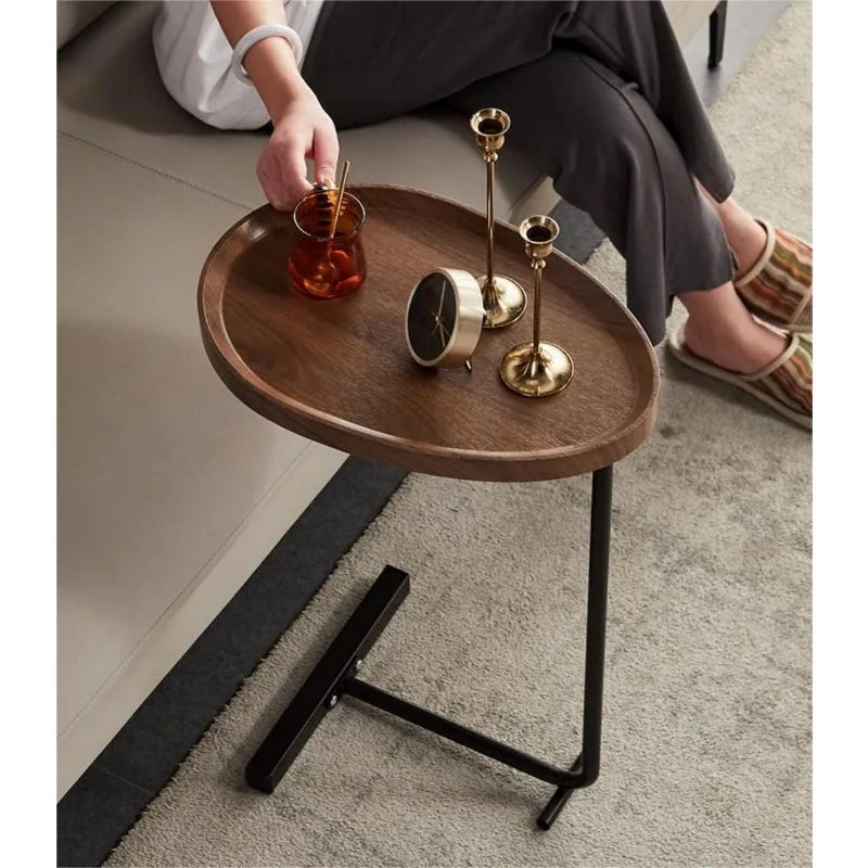 C Shaped Table Bedside Table for Reading Book Coffee Vase