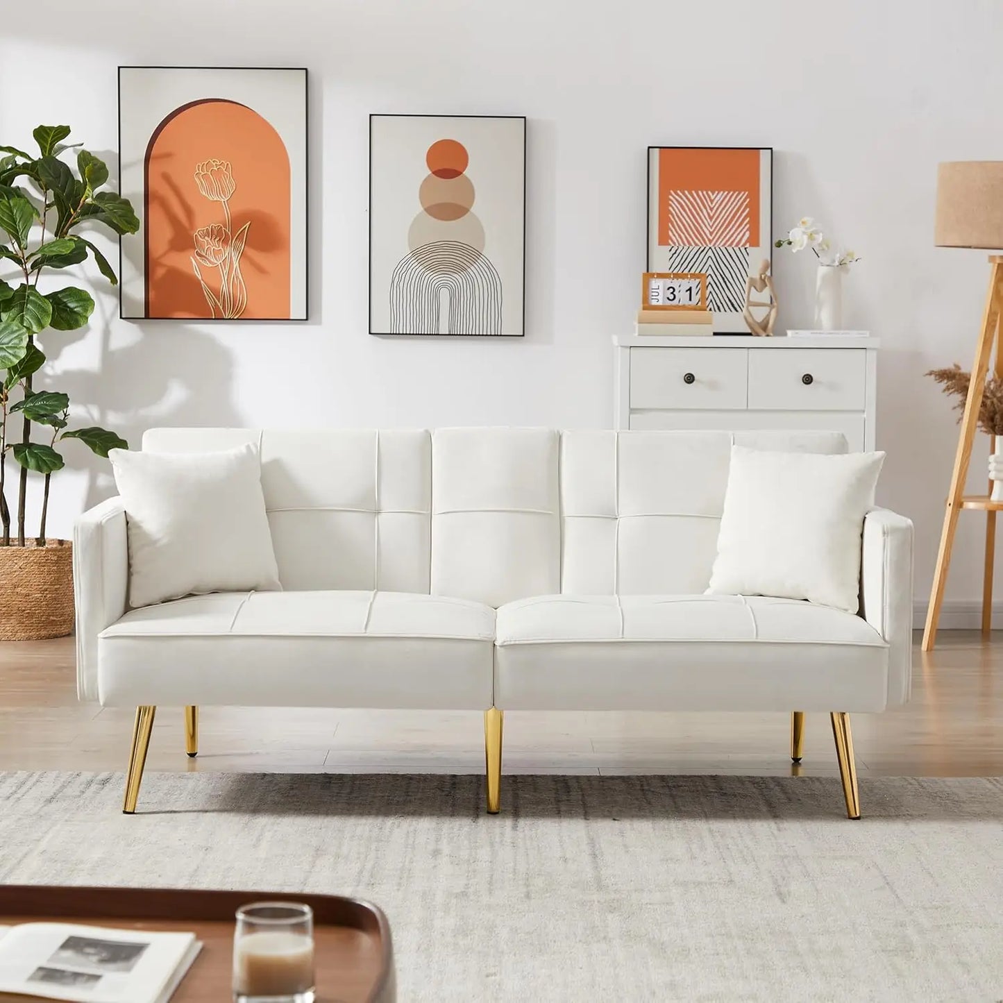 Linen Fabric Couch Sofa for for Compact Living