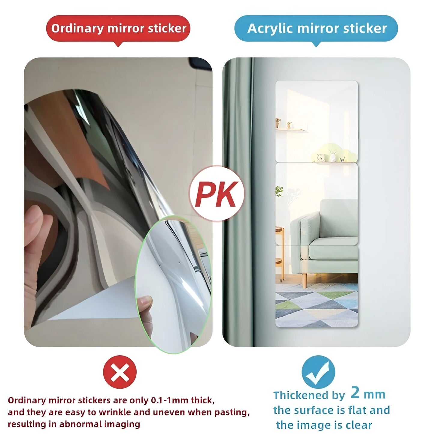 3D Self-adhesive Mirror Wall Stickers Room Decoration