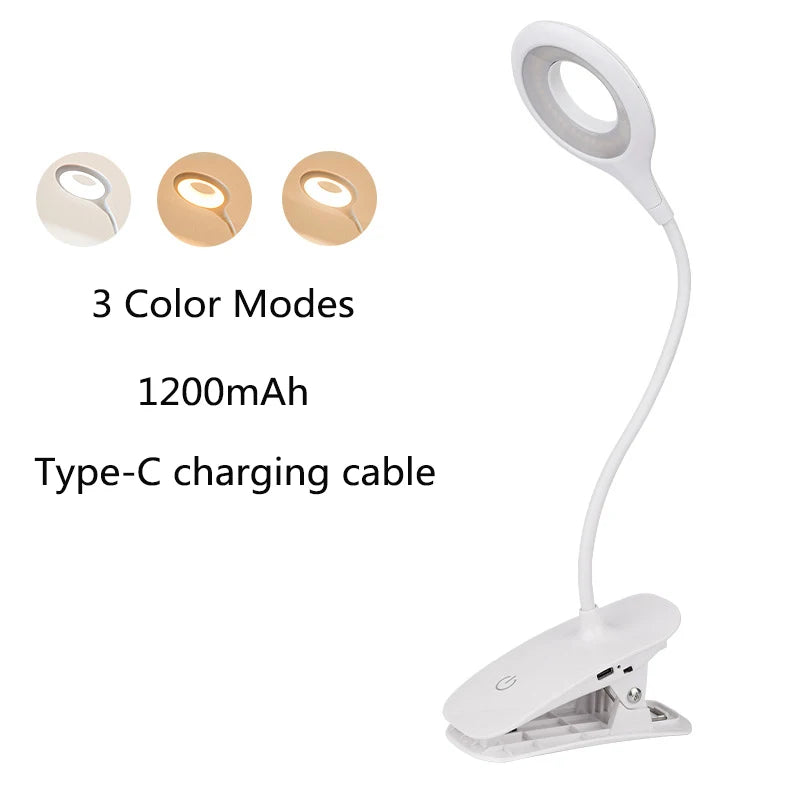 Circular Clip Reading Night Light LED Desk Lamp