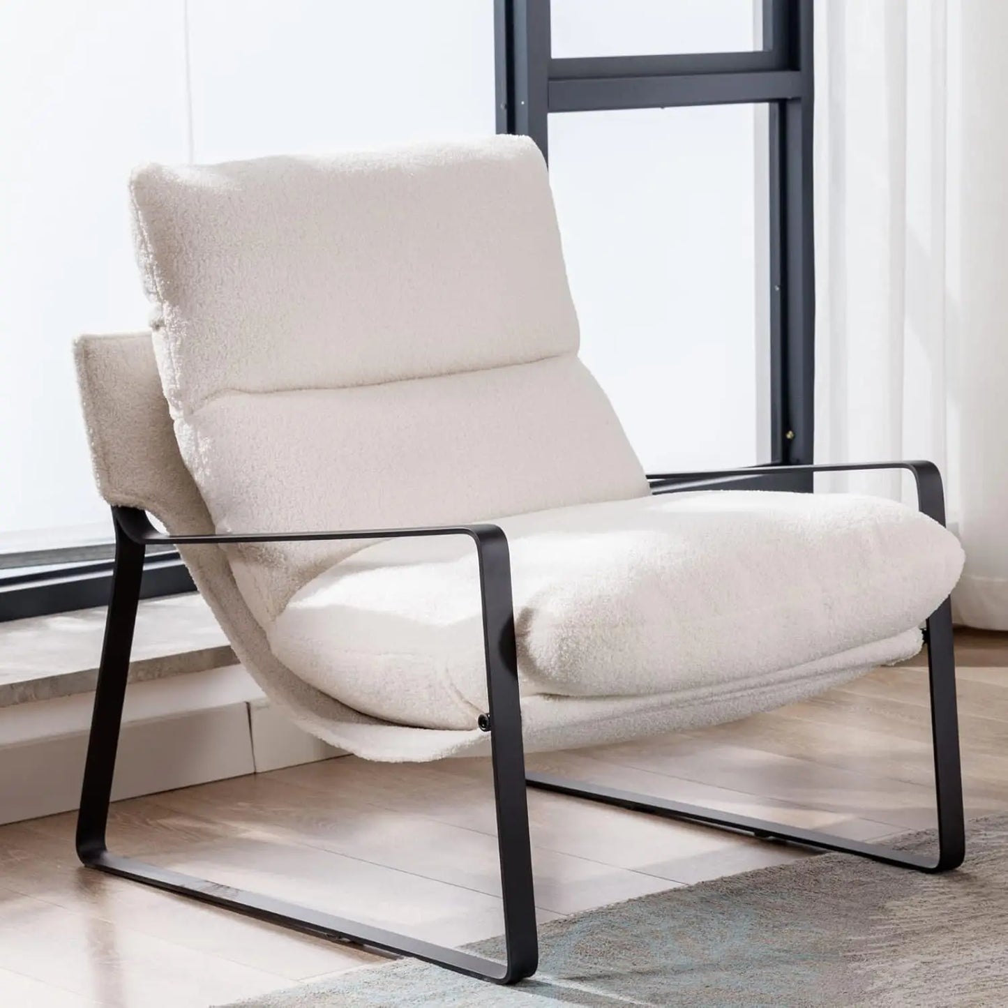 Comfy Leather Side Chair with Armrest for Living Room
