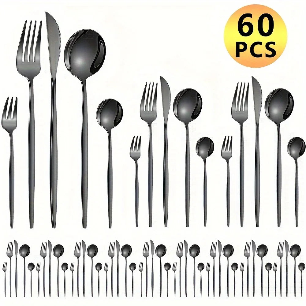Stainless Steel Luxe Golden Cutlery Set