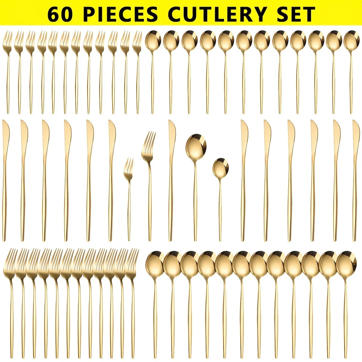 Stainless Steel Luxe Golden Cutlery Set