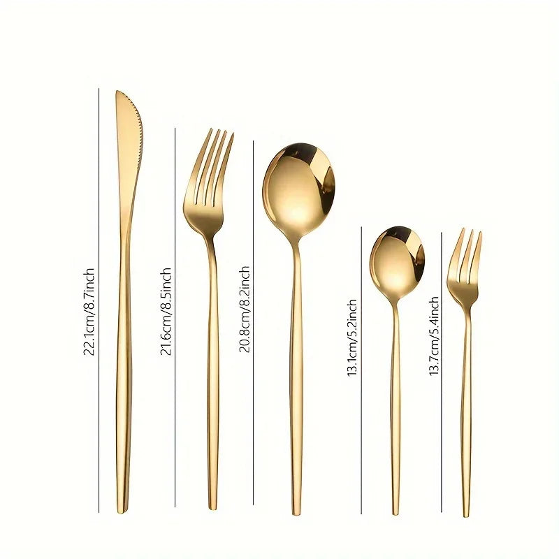 Stainless Steel Luxe Golden Cutlery Set
