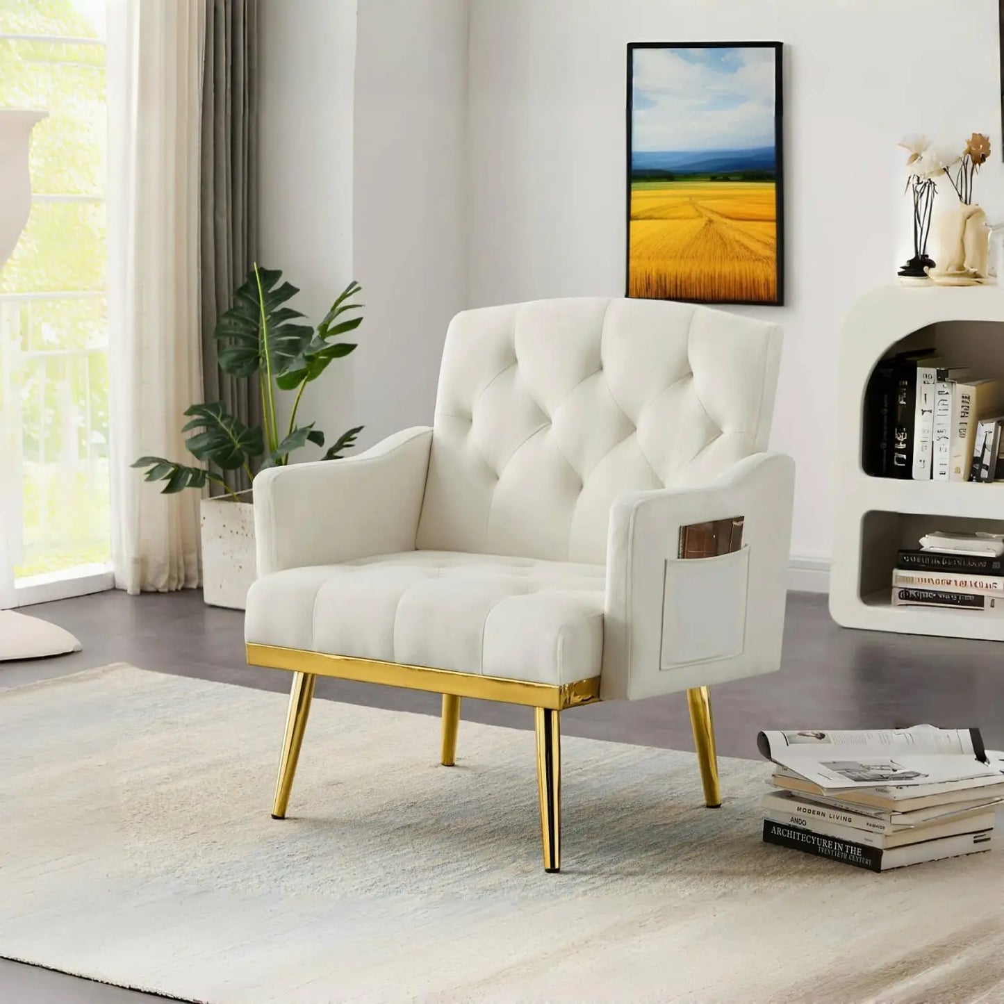 Small Velvet Loveseat Sofa with Metal Legs