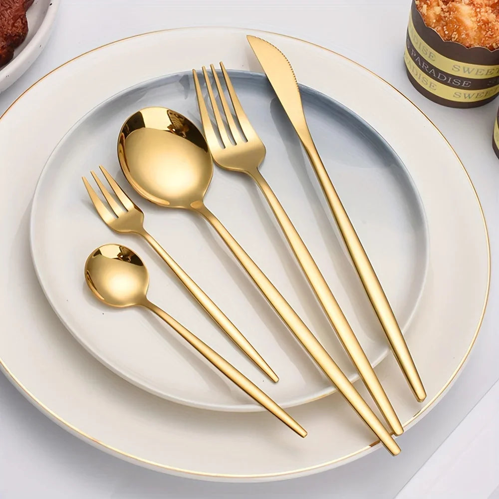 Stainless Steel Luxe Golden Cutlery Set