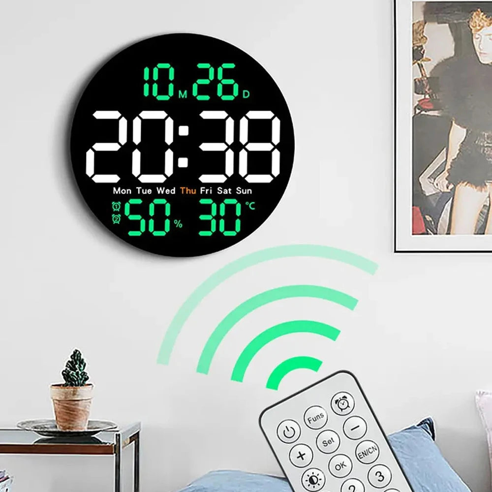 Remote Control LED Wall Clock for Home Decoration