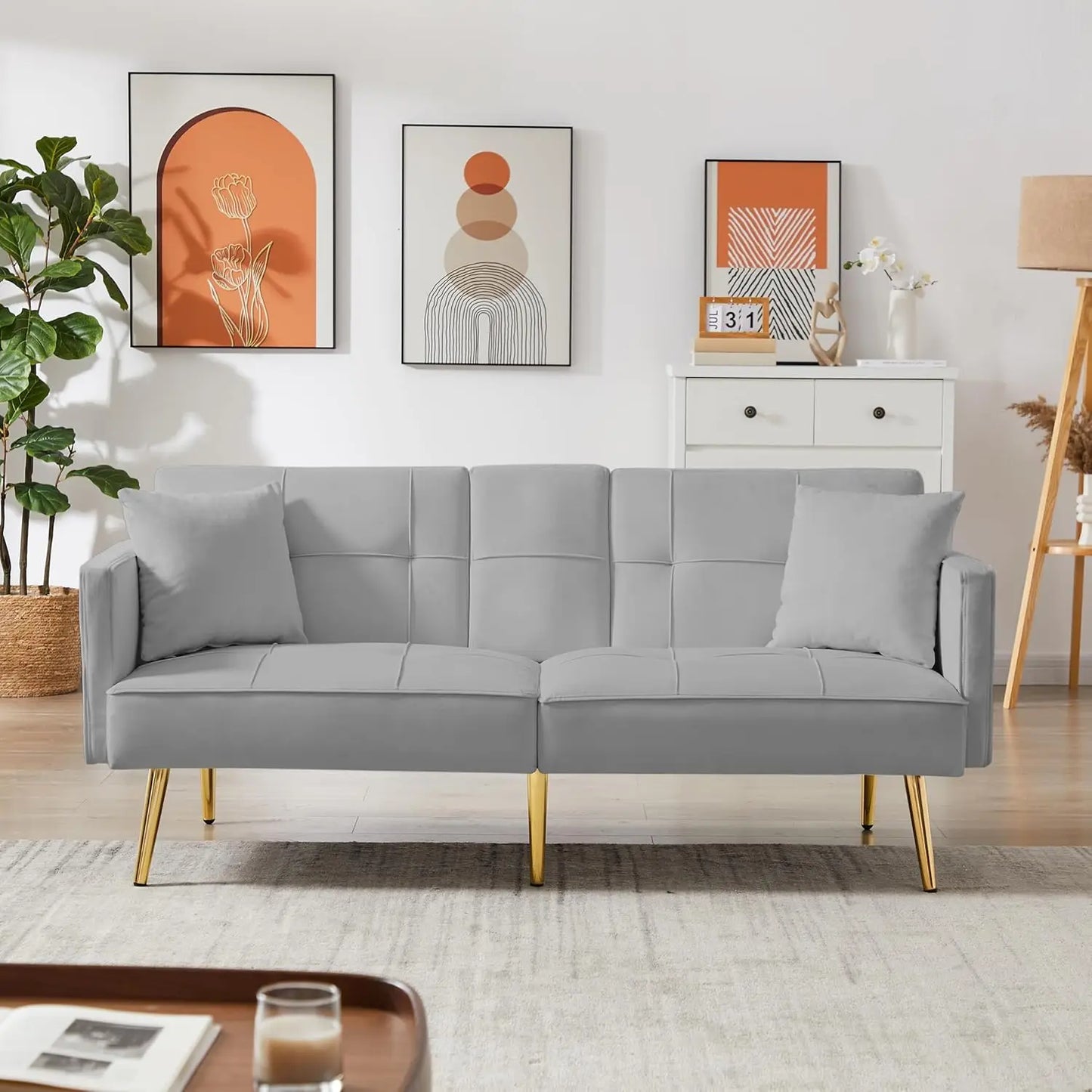 Linen Fabric Couch Sofa for for Compact Living