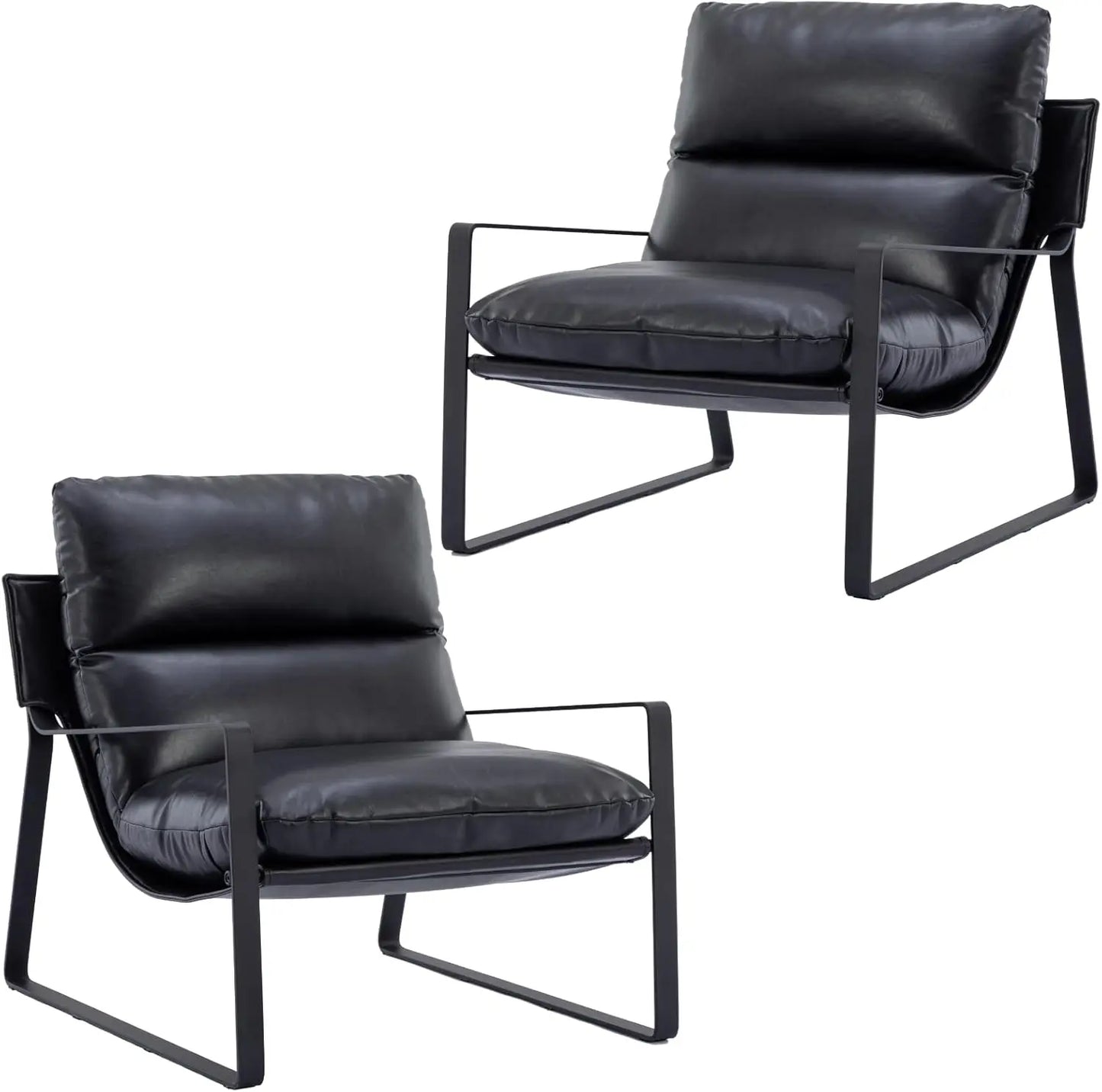 Comfy Leather Side Chair with Armrest for Living Room