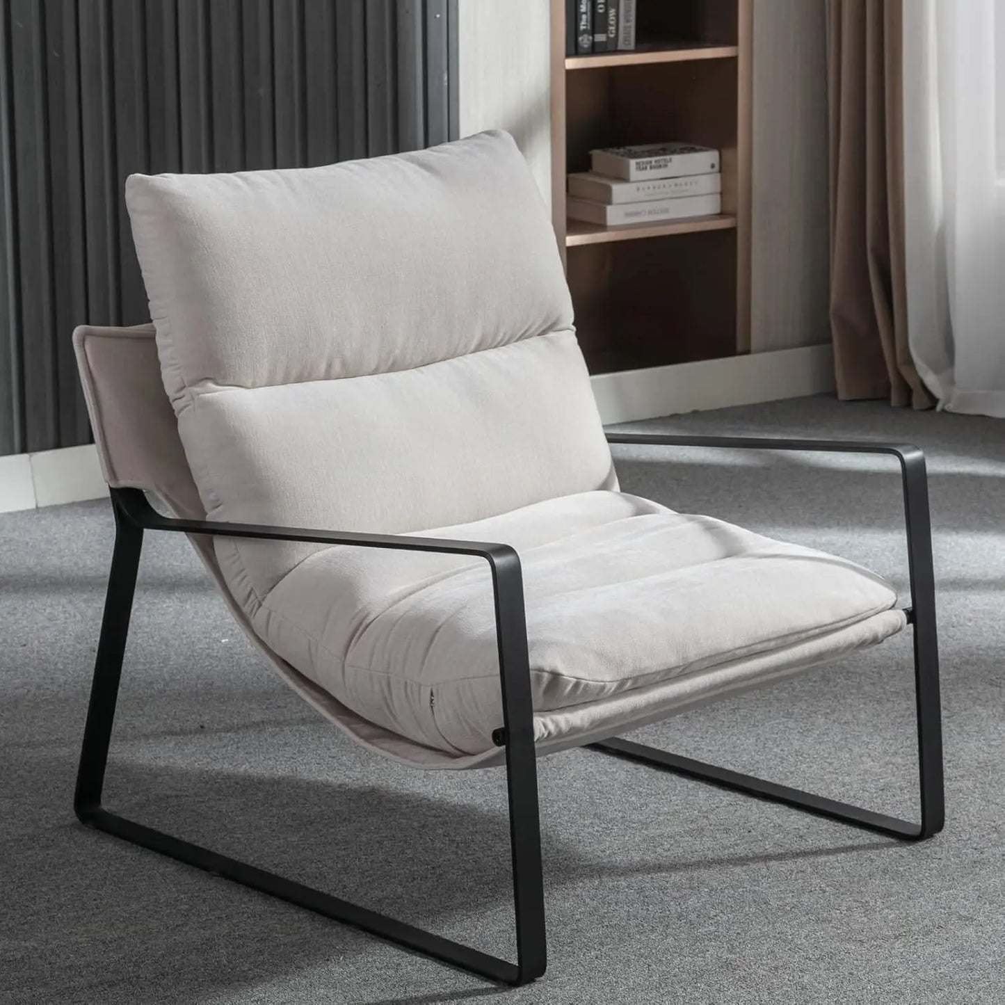 Comfy Leather Side Chair with Armrest for Living Room