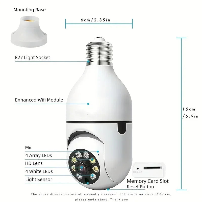 Light Bulb Security Cameras Outdoor Wireless WiFi