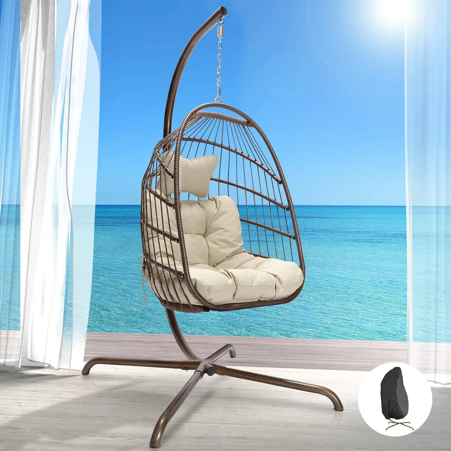 Outdoor Hanging Egg Chair with Stand