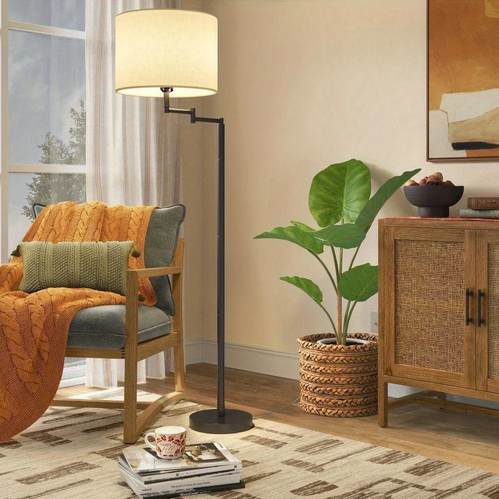 Metal Swing Arm Dimmable Floor Lamp