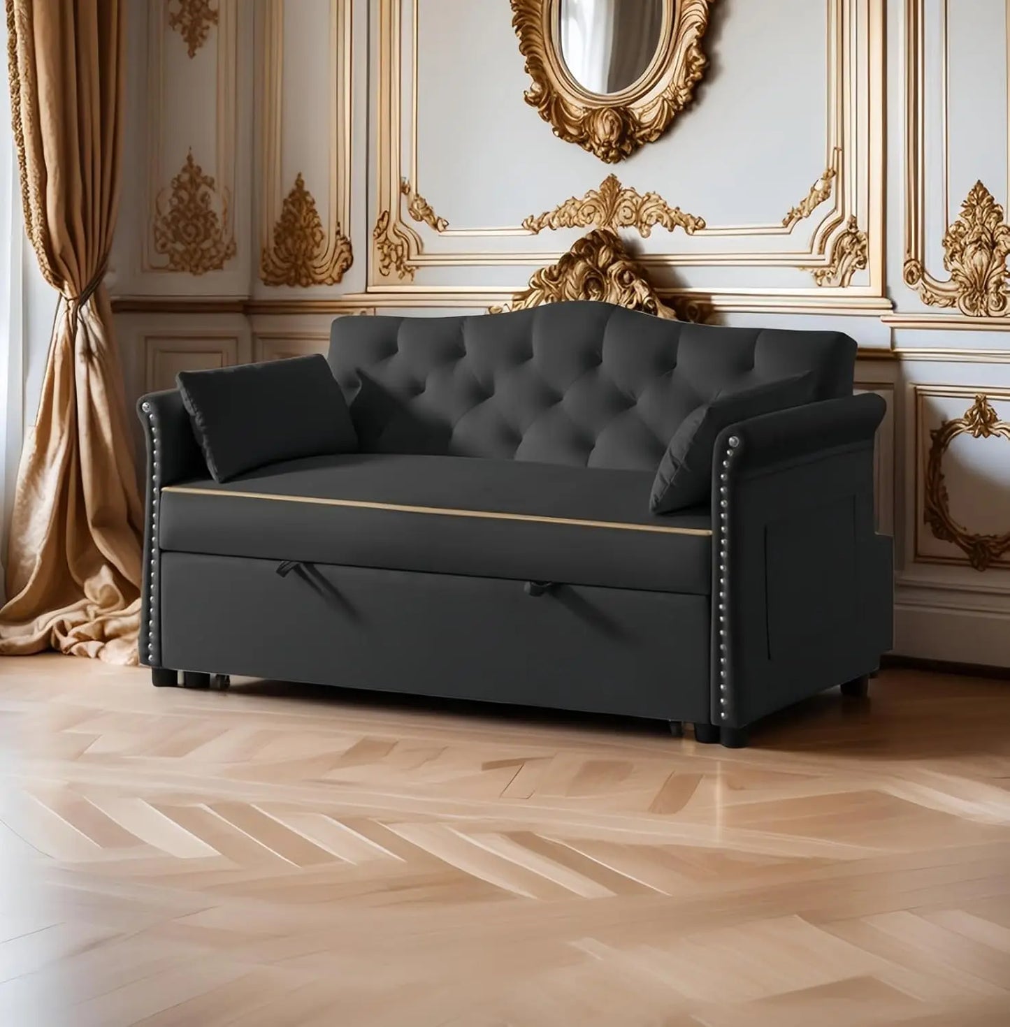 Small Velvet Loveseat Sofa with Metal Legs