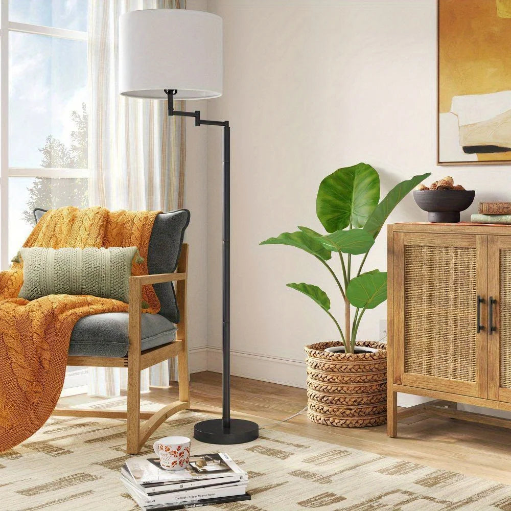 Metal Swing Arm Dimmable Floor Lamp