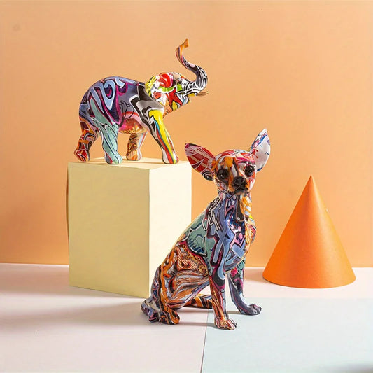 Creative Color Dog Statue Simple Living Room