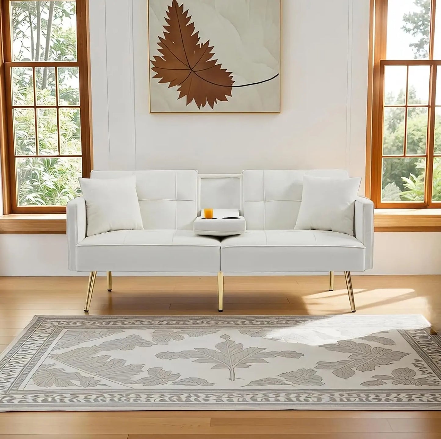 Small Velvet Loveseat Sofa with Metal Legs