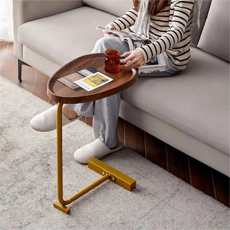 C Shaped Table Bedside Table for Reading Book Coffee Vase