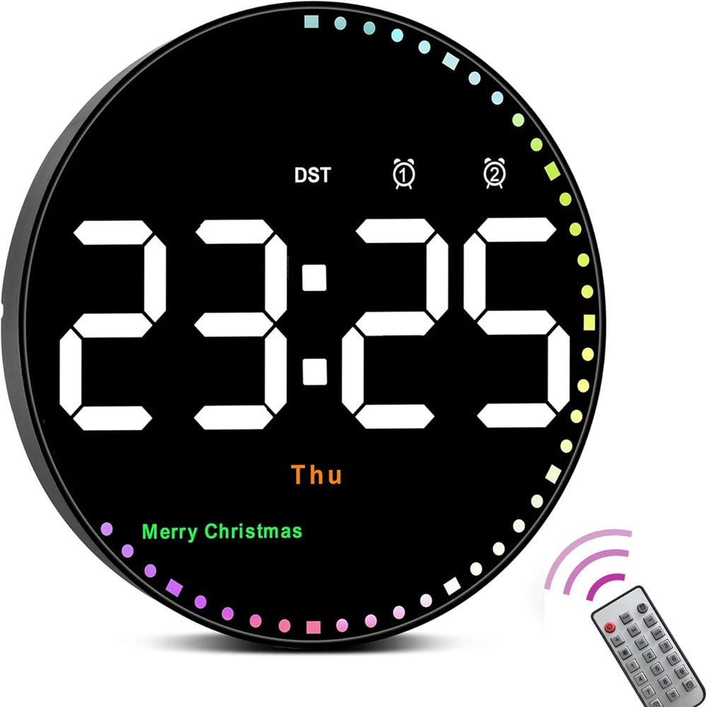 Remote Control LED Wall Clock for Home Decoration