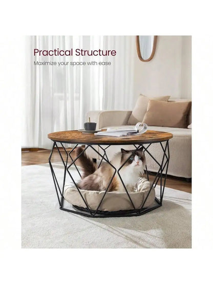 Cage Cocktail Table with Steel Frame Coffee Table for Living Room