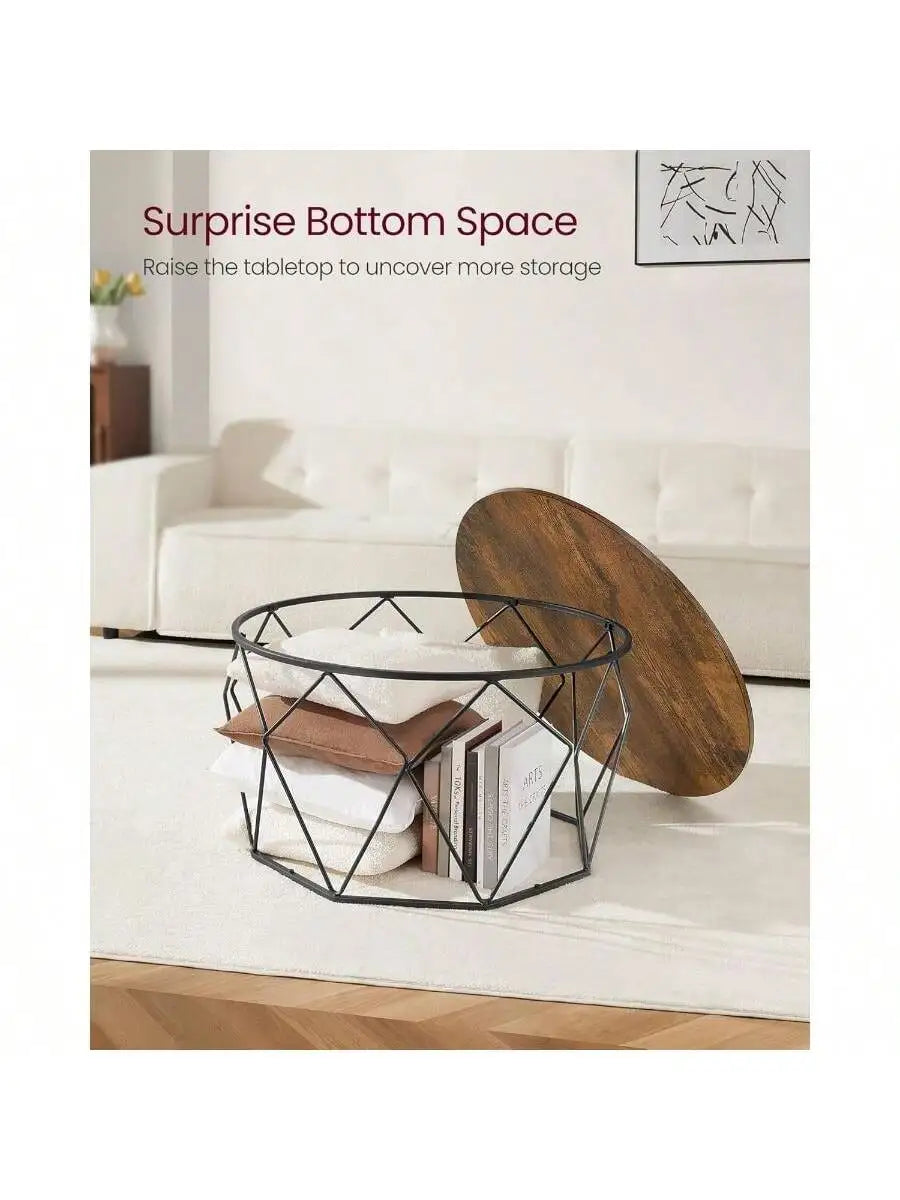 Cage Cocktail Table with Steel Frame Coffee Table for Living Room