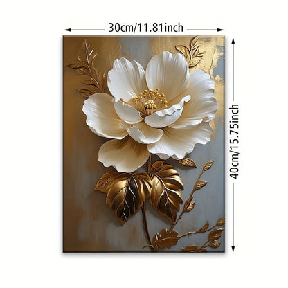 Elegant White Floral Canvas Art  Wall Decoration