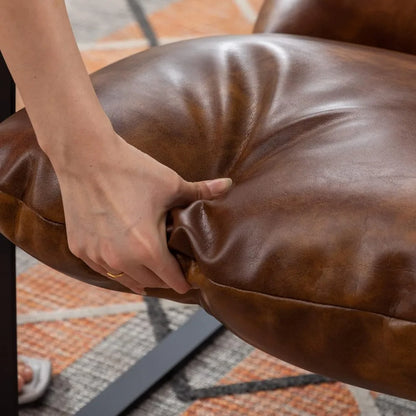 Comfy Leather Side Chair with Armrest for Living Room