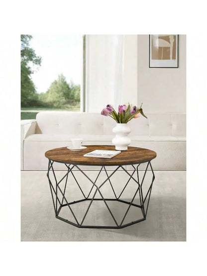 Cage Cocktail Table with Steel Frame Coffee Table for Living Room